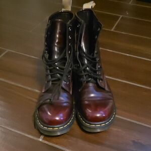 Dr Martens Burgundy Leather Boots